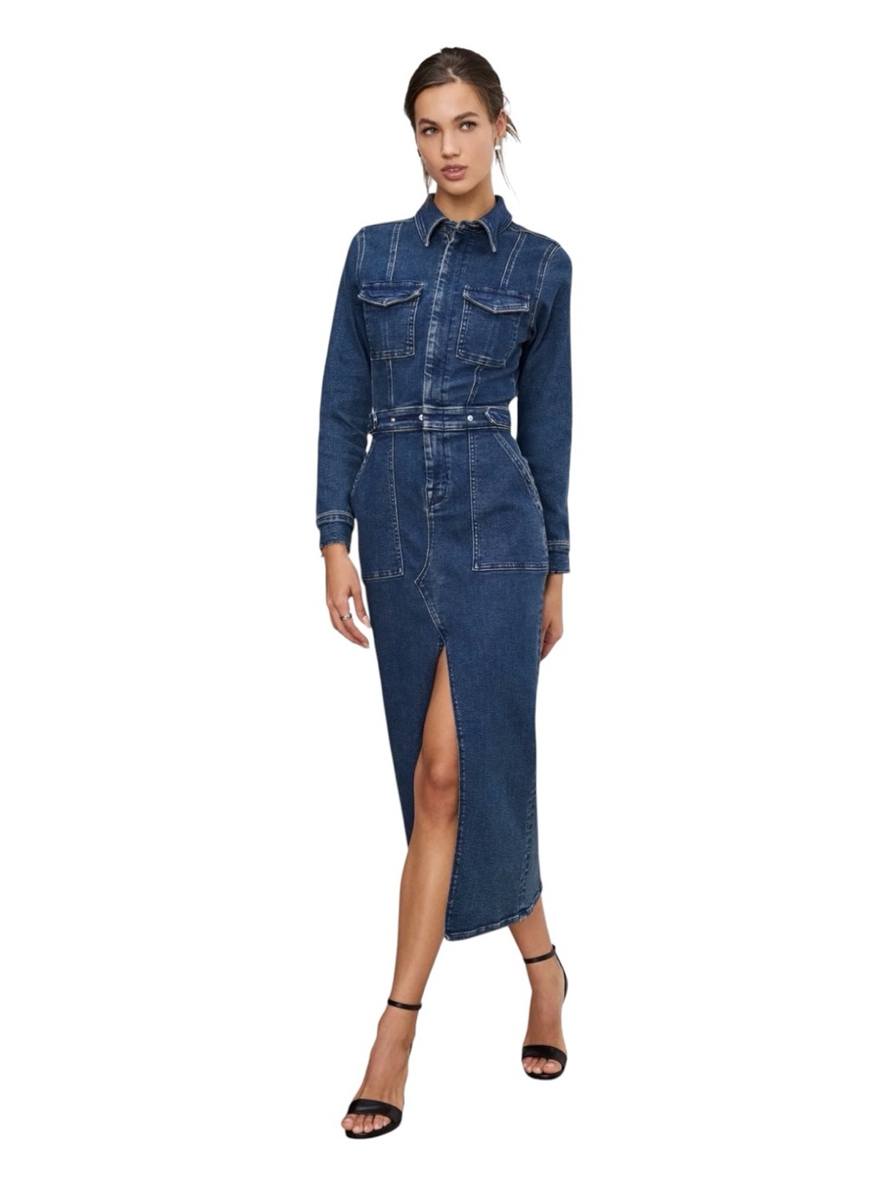 GOOD AMERICAN Fit for Success Long Sleeve Midi Dress